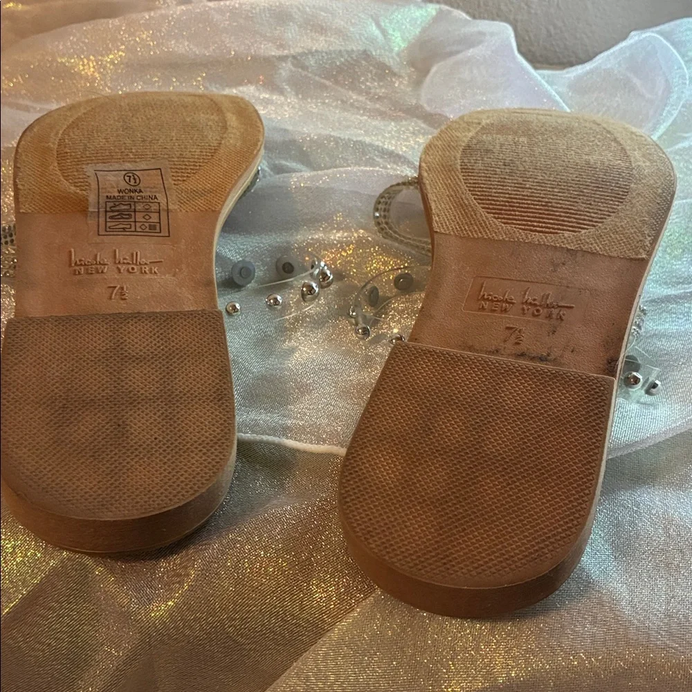 Nicole Miller Clear Jeweled Flat Sandals Size 7.5 - Picture 6 of 6